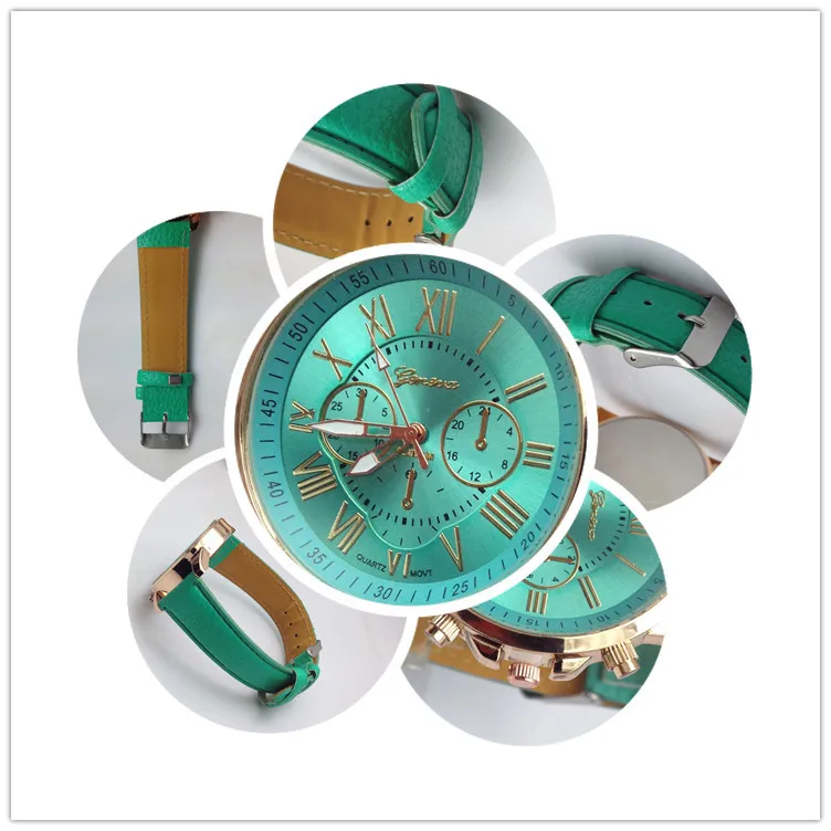 

Fashion Geneva Children Quartz Watch Ladies Red Leather Strap Roman Digital Pattern Alloy Dial Watches Women Wristwatch Men Gift