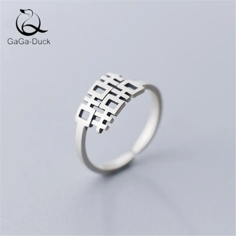 Новые креативные украшения, матовые посеребренные кольца с двойным счастьем и китайским иероглифом, открытые кольца с надписью «Happy Things» JZ115