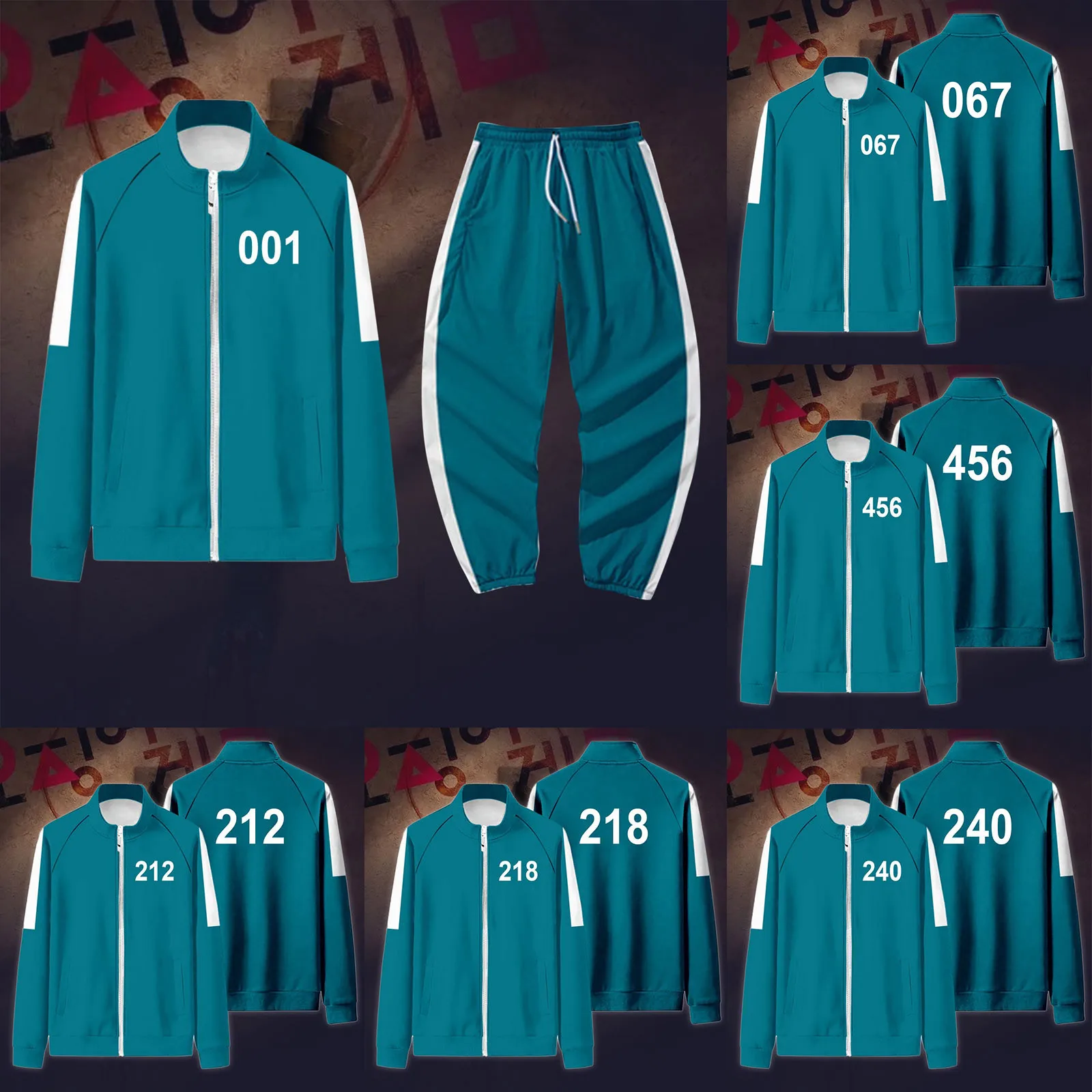 

Squid Game 067 Kang Sae byeok Cosplay Costumes Yaoi 240 Ji yeong Round Six 456 Seong Gi Hun Jacket Tee Hoodies Pants Outfit