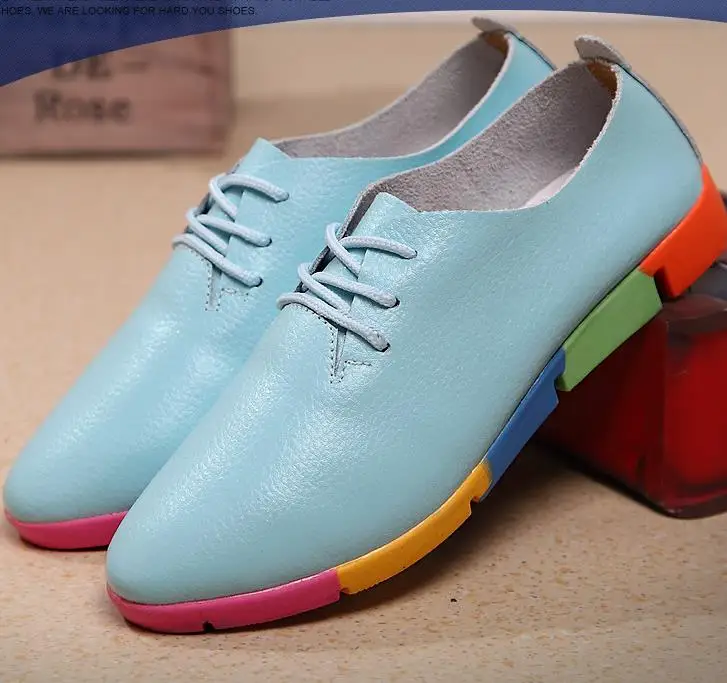 Женские дышащие кроссовки из натуральной кожи на плоской подошве|Обувь без