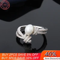 s925 sterling silver twisted rope knot pearl open ring female light luxury fashion temperament luxury brand monaco jewelry