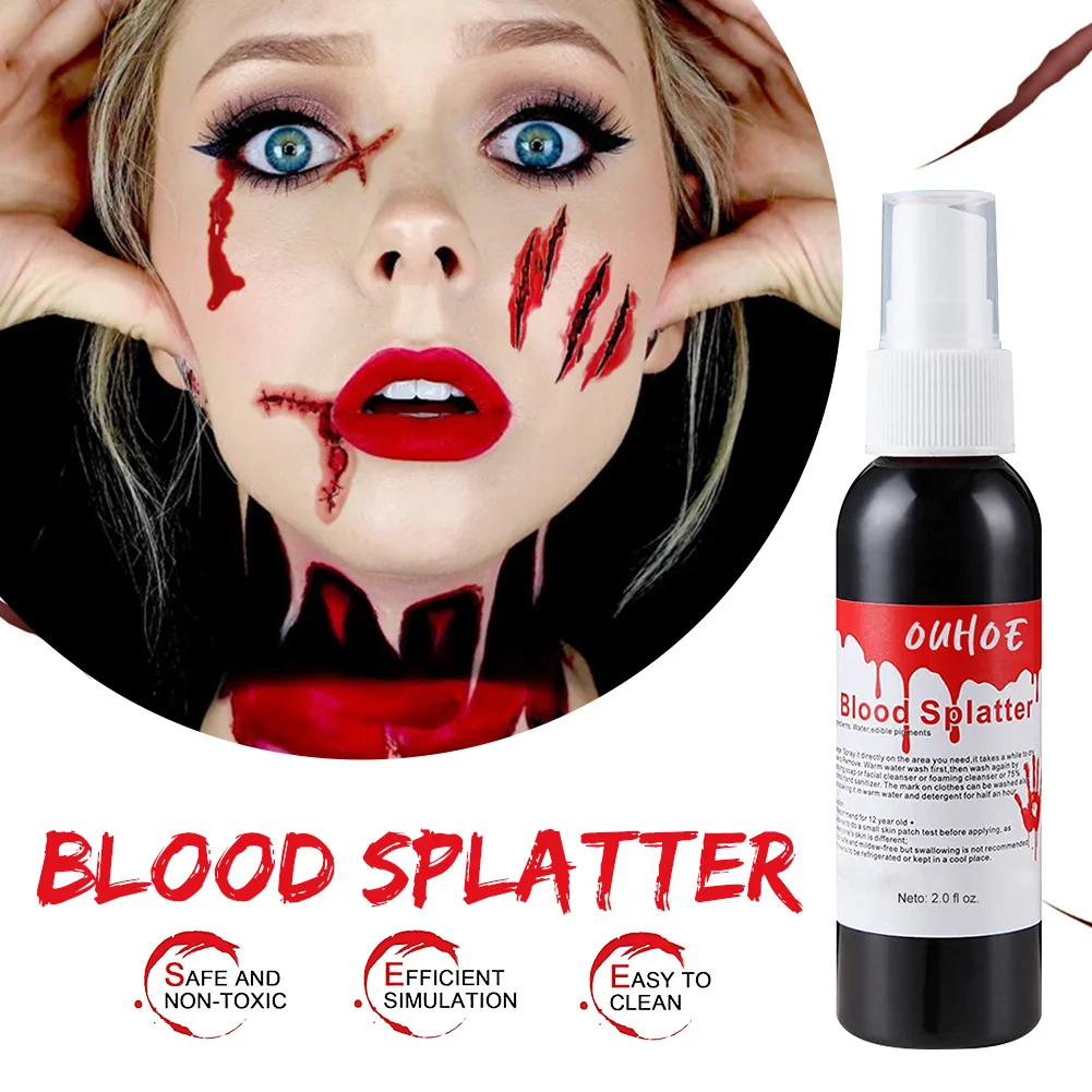 

60ML Fake Blood Spray Realistic Artificial Blood Splatter Creating Vivid Effect Makeup Tool Halloween Cosplay Stage FastDelivery