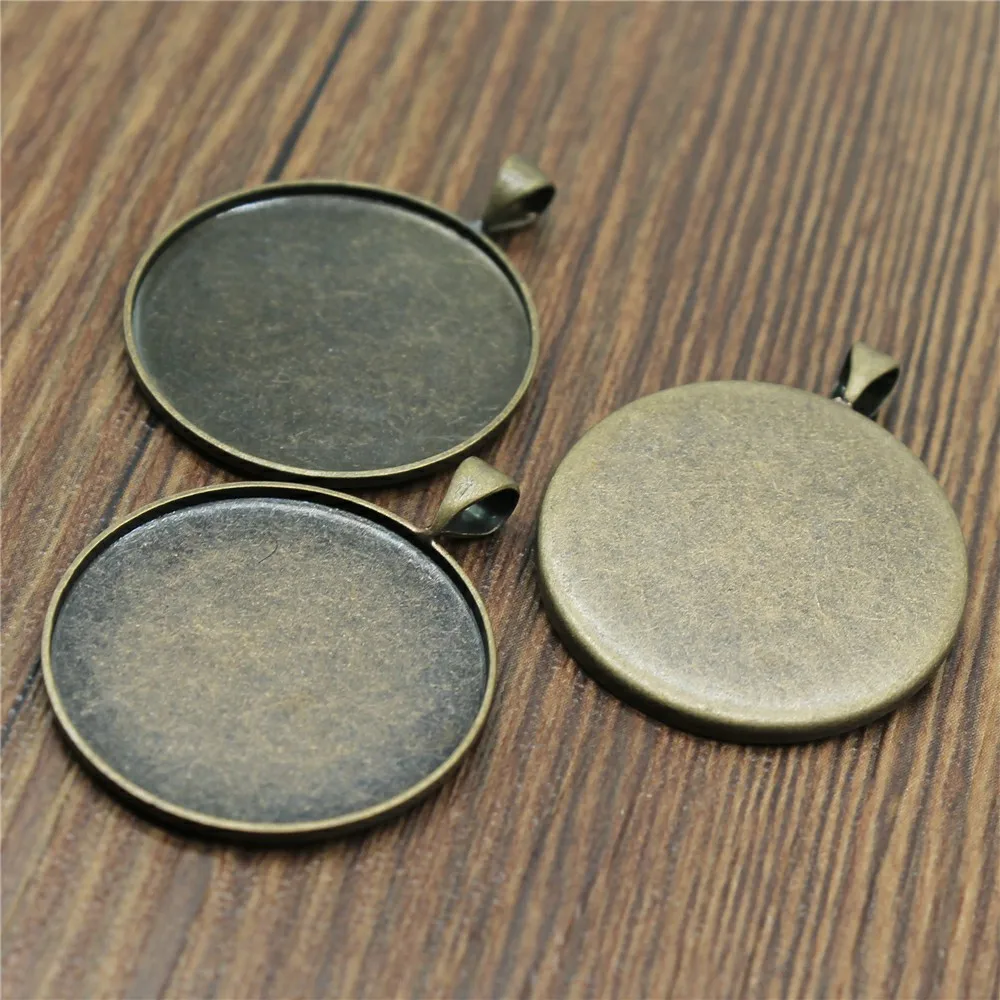 

5pcs 2 Colors Cabochon Base Setting Pendant Tray, Base Pendant Settings Fit Round Glass Cabochon 25mm