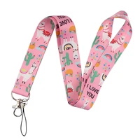 lt713 pink alpaca lanyard for key neck strap lanyards id badge holder key chain key holder hang rope key rings accessories