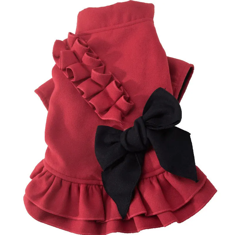 

Dresses for Small Dogs Luxury New Dog Clothes Princess Woolen Skirt Thickened Teddy Pet Puppy Dog Autumn and Winter Clothes 2021