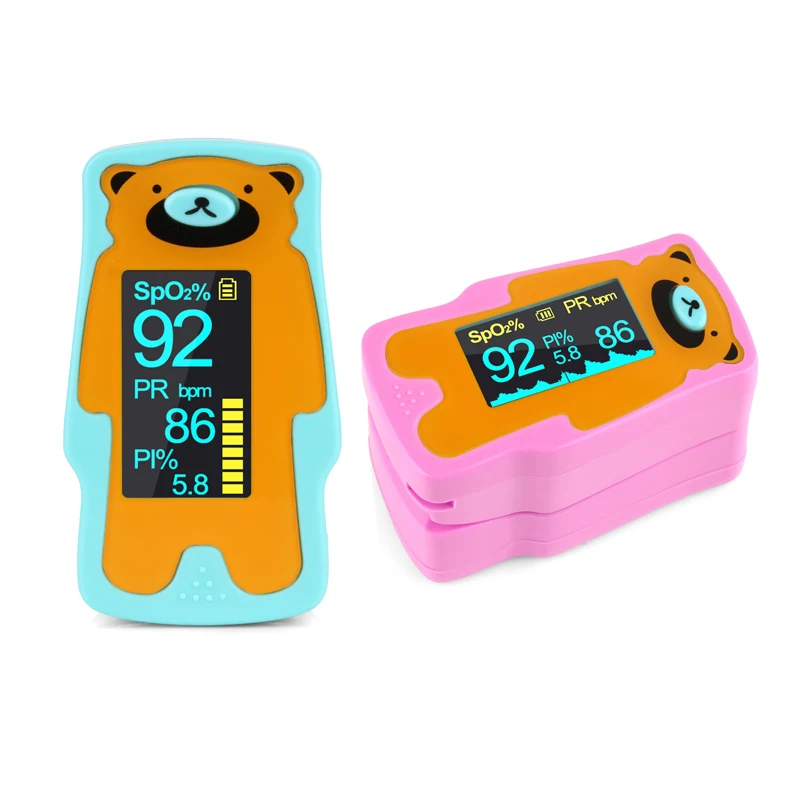 Пульсоксиметр Пальчиковый детский двухцветный OLED дисплей насыщение крови