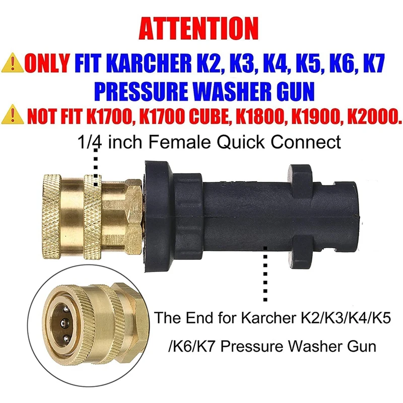 

High Pressure Washer Nozzle Tip High Pressure Washer Adapter for K2 to K7 6 in 1 Quick Conversion Nozzle Tip, 4000 PSI