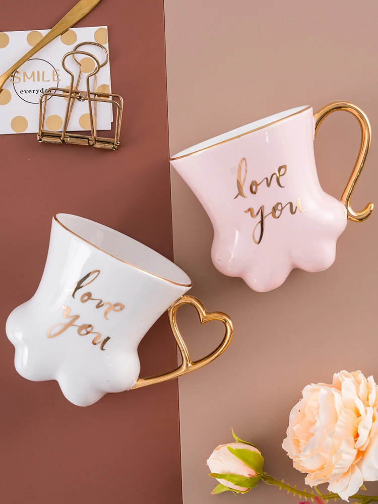 

Женская керамическая кружка с кошачьими когтями, красивая чашка для пары, креативная трендовая кофейная чашка, очень милая Бытовая чашка дл...