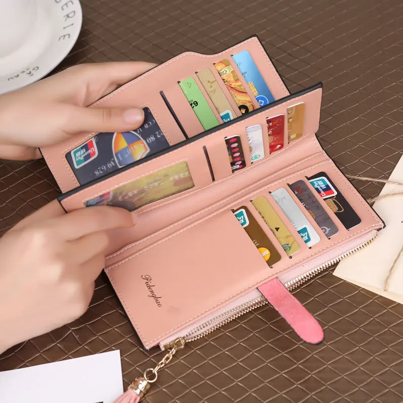 Новый женский длинный кошелек модная Большая вместительная сумочка с пряжкой