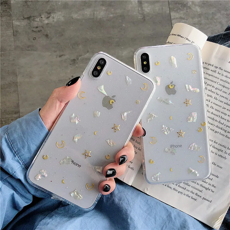 Роскошный прозрачный чехол с блестками для Iphone X Xs Max Stars Moon мягкий силиконовый 6s 7