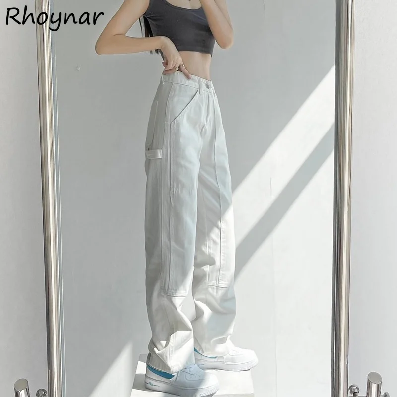 

Jeans Women High Waist Loose Simple Design Newest Hot Sale Trendy Full Length Trousers All-match Minimalist Streetwear Vintage