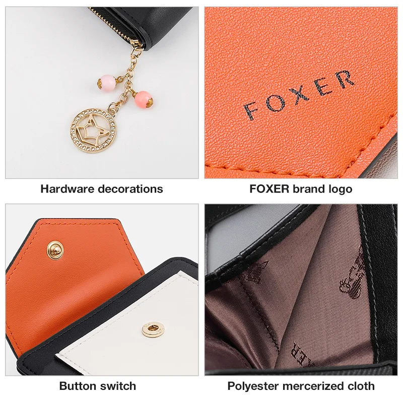 Foxer женский короткий кошелек из спилка Женский шикарный мини-кошелек с карманом