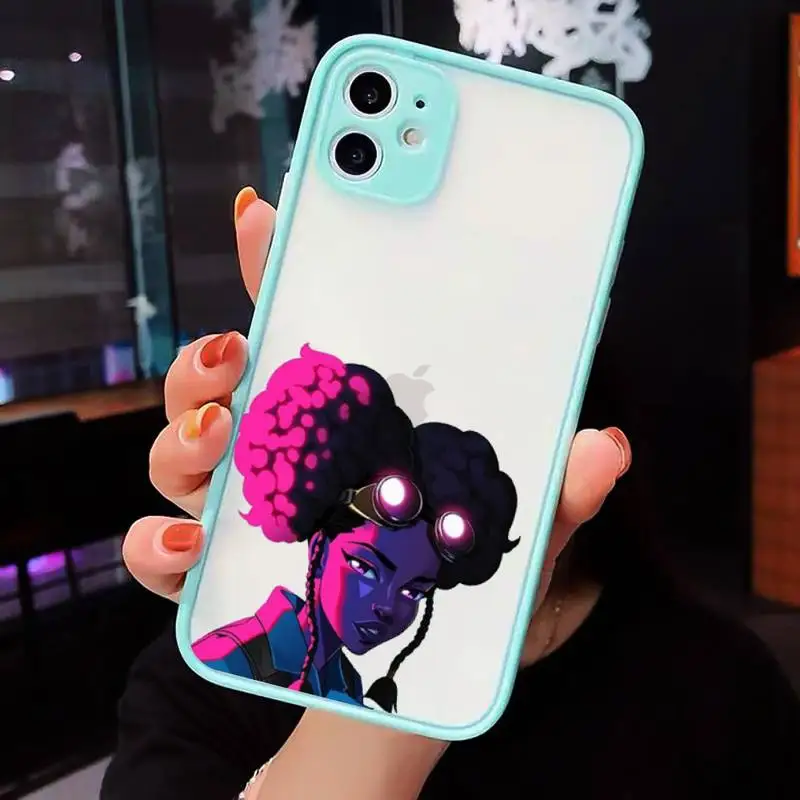 

Afro Girls Black Women Art Phone Cases matte transparent For iphone 7 8 11 12 plus mini x xs xr pro max cover