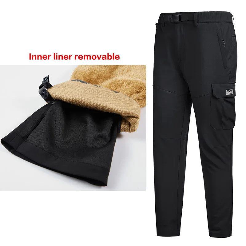9925black Мужские зимние съемные походные уличные штаны 8XL мужские s дышащие термальные флисовые брюки мужские горные походные брюки - Цвет: 9925black