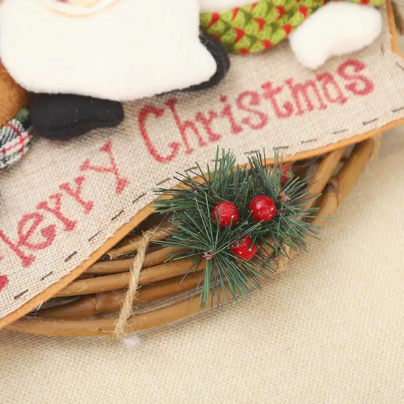 Венок из натурального ротанга гирлянды Рождественский Санта лось снеговик