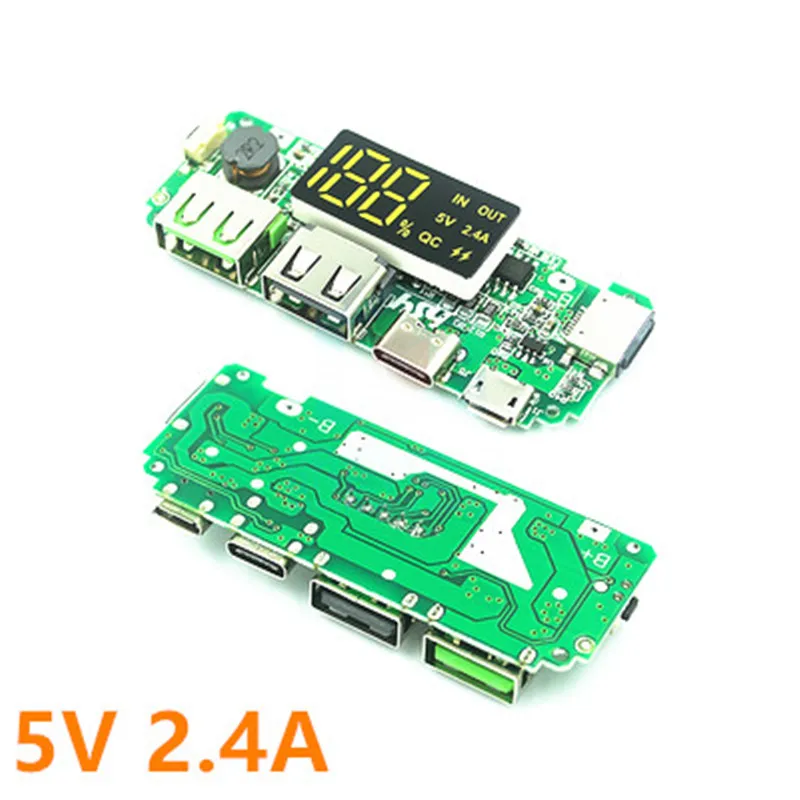 LED Dual USB 5V 2.4A Micro/Type-C Mobile Power Bank 18650 Charging Module Lithium Battery Charger Board Circuit Protection | Электронные