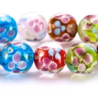 14mm round murano lampwork rondelle beads for bracelet jewelry making diy accessories loose crystal glass rose flower bead craft