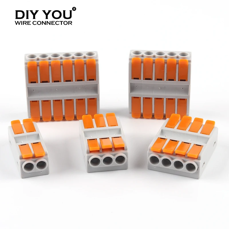Butt TYPE Home Electircal Wire Connectors Quick Push-In Conductor Terminal Block Cable Led Light connectors 6mm2 2/3/4/5/6 Pin |