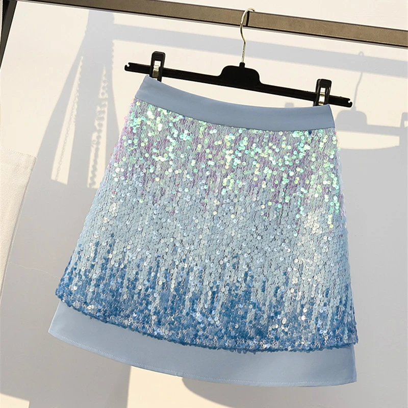 Женский комплект одежды из 2 предметов футболка с блестками и юбка |