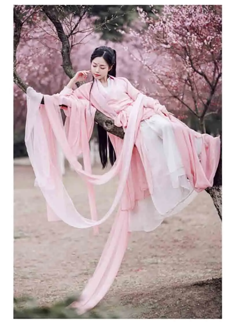 

Женское традиционное китайское платье Hanfu, костюм для косплея, женское летнее розовое, красное, белое платье, нарядное платье для женщин