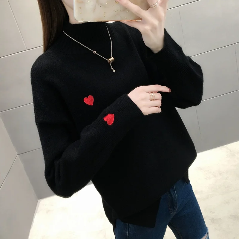 12679 (room 6 row 4 7)Actual photograph of the new half-high collar knitted sweater Pullover loving pattern 42 | Женская одежда