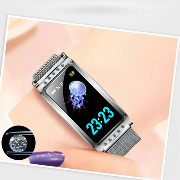 

HOT-F28 Smart Bracelet Female Fashion Bracelet Watch Heart Rate Blood Pressure Monitoring Female Physiological Cycle Reminder (S