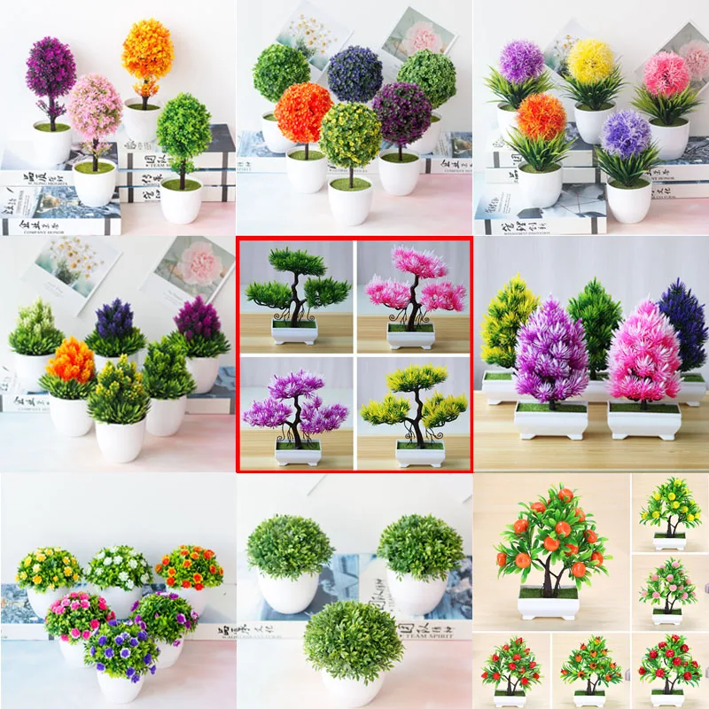 

Artificial Plants Bonsai Small Tree Simulation Pot Plants Fake Flowers Table Potted Ornaments Home Decoration Hotel Garden Decor