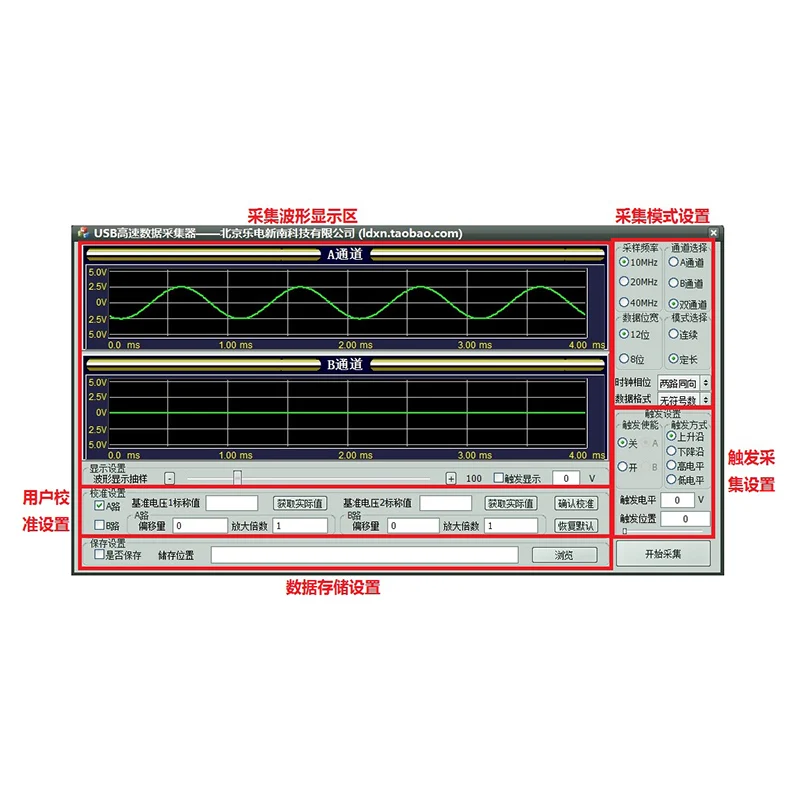 Verkauf USB High-Speed Datenerfassung Karte Unterstützt Linux 10m20m40m8 Bit SMA Zwei-Weg Analog Collector