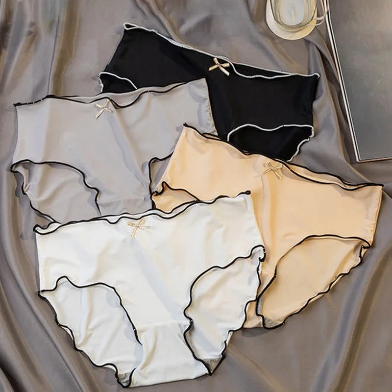 

Women's Underpants Panties Soft cotton Briefs Solid Bow Girls Panty Underpants Mid Waist breathable Panties Female Lingerie