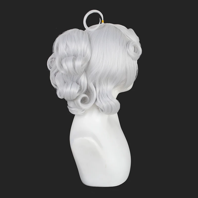 Helltaker Pandemonica short White Curly Hair Cosplay Halloween Party Heat Resistant Synthetic Wig + Free Cap |