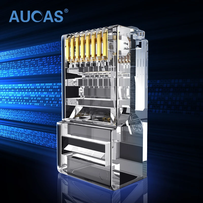Обжимные Щипцы AUCAS Rj45 CAT6 CAT7 сеть Lan 50U Позолоченные 8P8C Utp разъем для головки женское