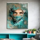 Зеленая вуаль с женской портретом на холсте фотообои и картина с принтом акварельная картина украшение для гостиной