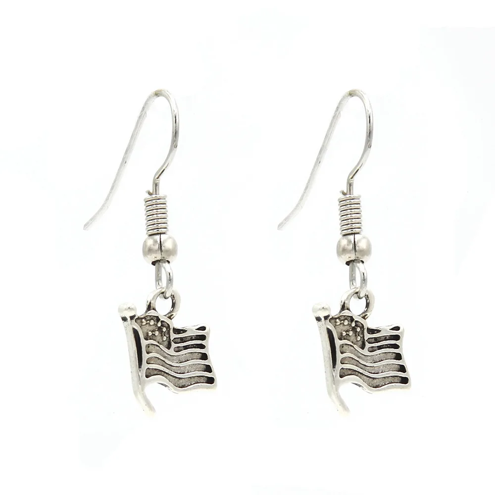 

Popular American flag jewelry plated silver ear hook pendant wholesale korean fashion new acrylic dangle earrings for women
