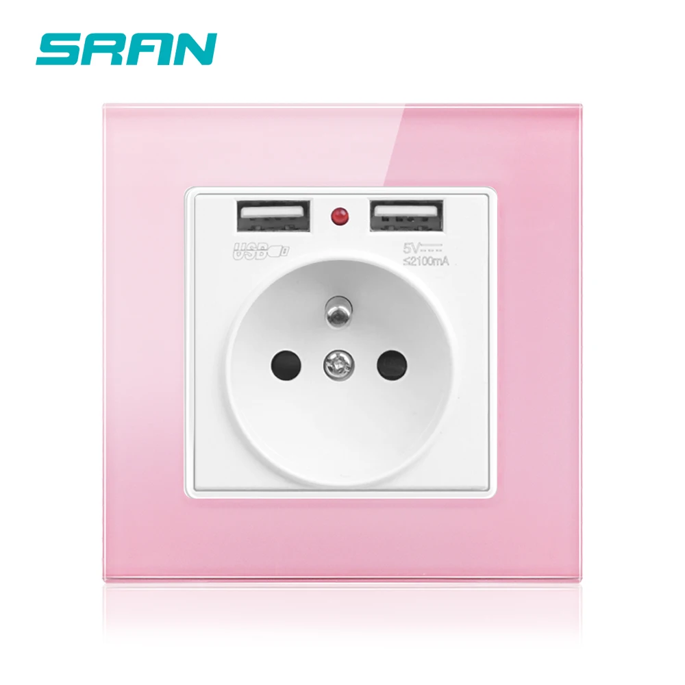 Французская настенная электрическая розетка 16A с двойным Usb зарядным устройством