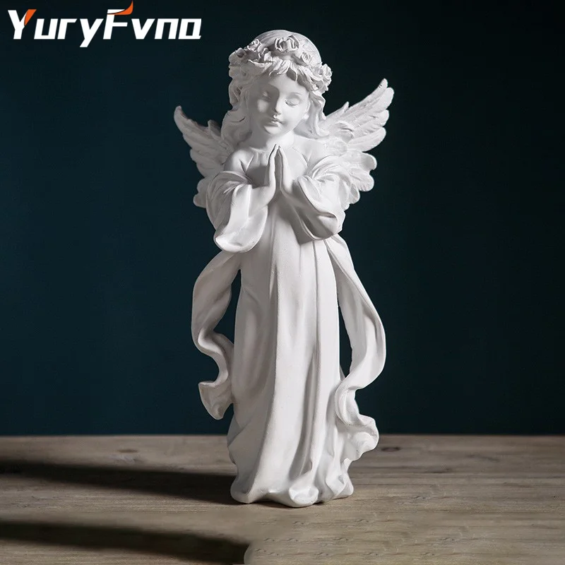 YuryFvna миниатюрные статуи Ангела из смолы художественные скульптуры рукоделие