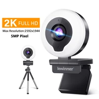 lewinner ring light webcam 2k auto focus web camera for pc video usb conference call teaching gaming with microphone tripod