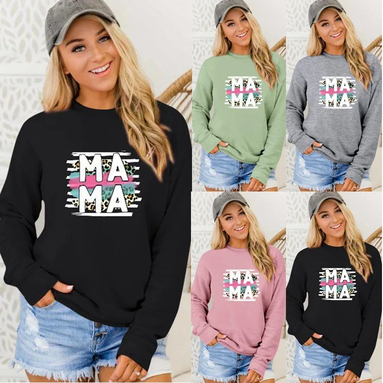 

Модный повседневный Женский свитшот с круглым вырезом, Свободный пуловер с длинным рукавом и принтом, уличная одежда