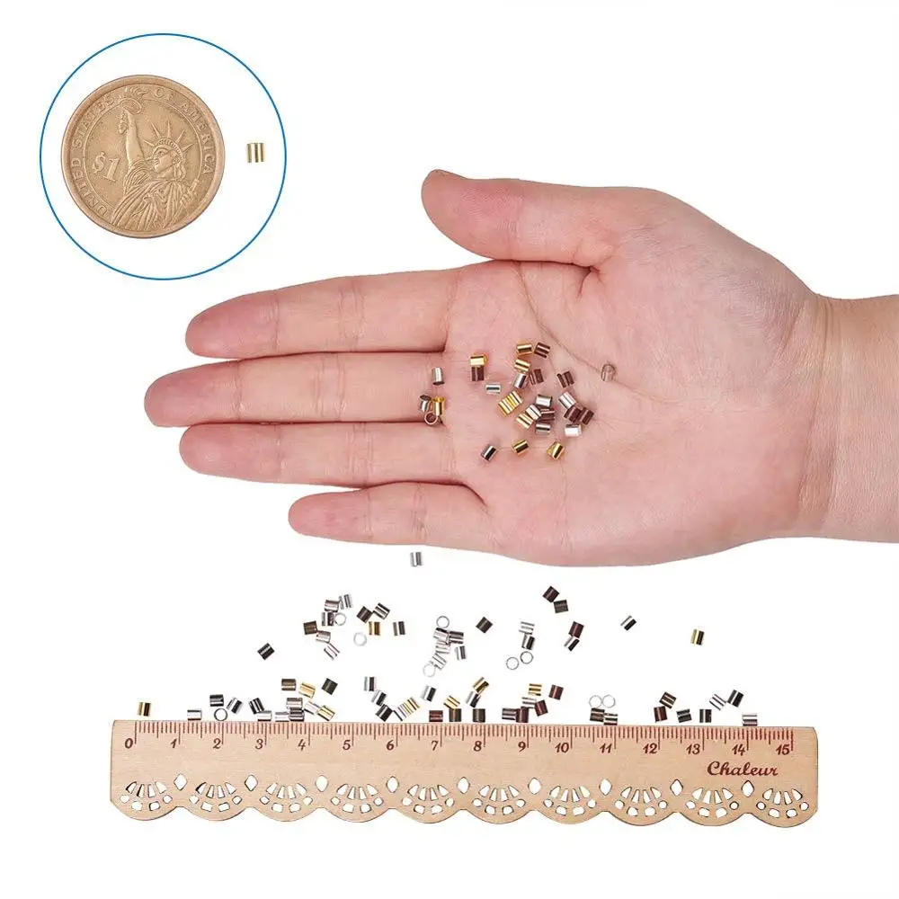 Латунные обжимные бусины 1 коробка 2/3 мм 6 цветов | Украшения и аксессуары