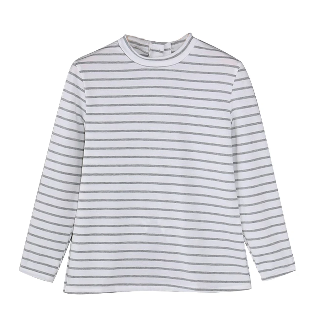 Женская футболка с принтом в полоску нового дизайна длинными рукавами и круглым