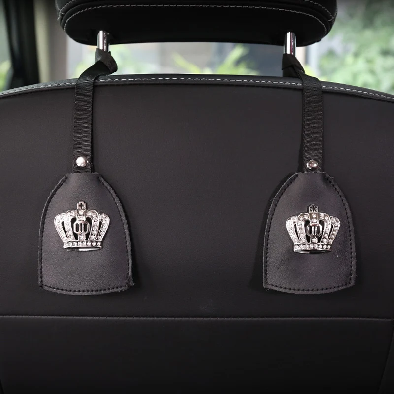 

Креативные автомобильные крючки, кожаная Корона, искусственные крючки для хранения продуктов, сумочки, аксессуары для интерьера автомобил...