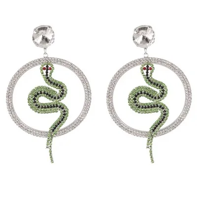 

Curved Snake Earrings Women's S925 Silver Needle Big Luxury Creative Personality Exaggerated Nightclub Online Celebrity Circle