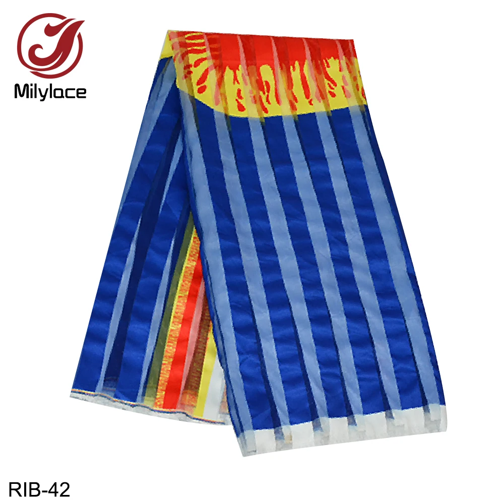 RIB-42 Горячая Распродажа, африканская ткань из органзы с принтом и ленты, плотная лента для одежды, материал RIB-04 - Цвет: RIB-42