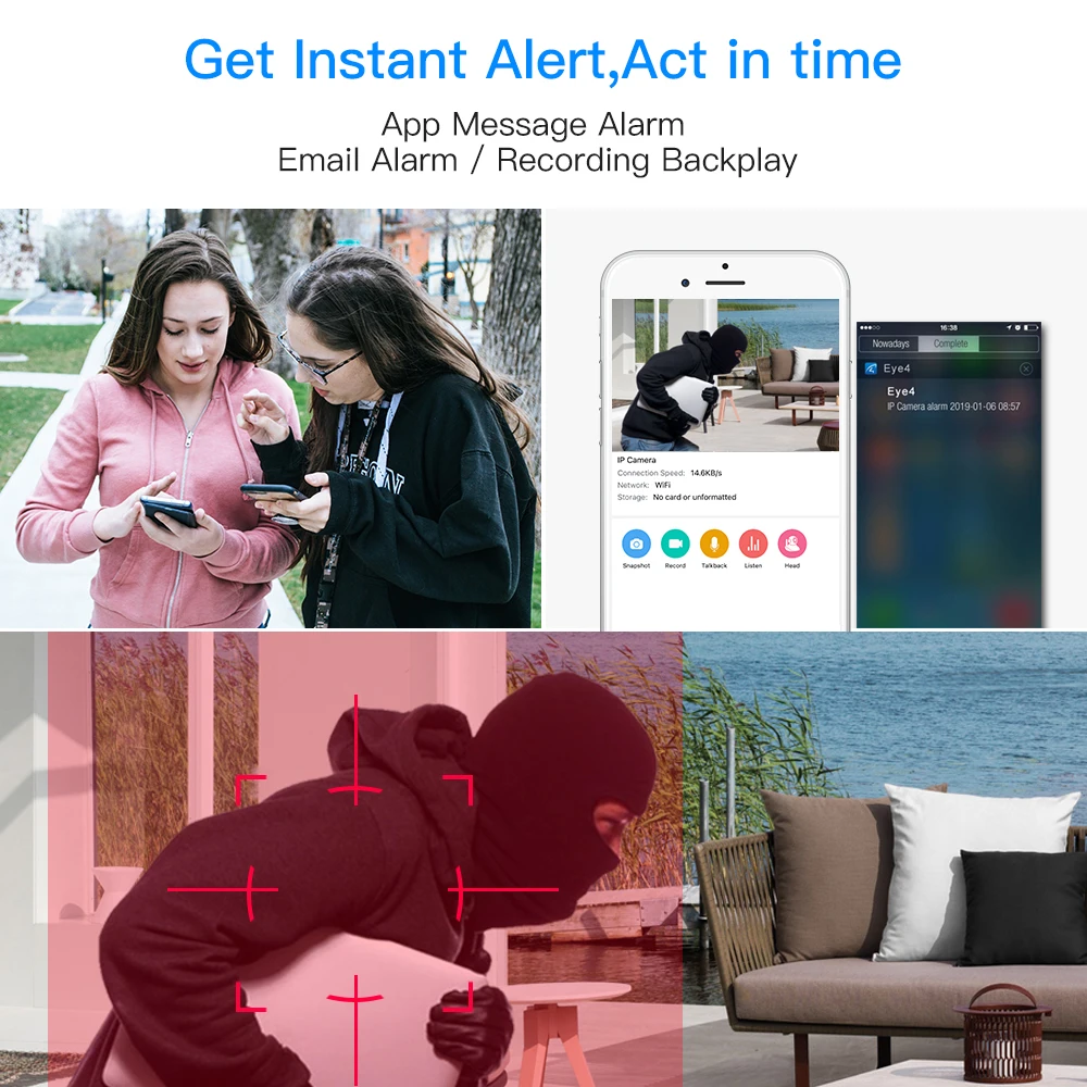 Наружная цилиндрическая IP камера Vstarcam 3 Мп 1296P Wi Fi ИК видеонаблюдения с