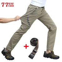 mens cargo pants waterproof elastic multi pockets tactical quick dry pants male casual long trousers plus size 8xl with belt
