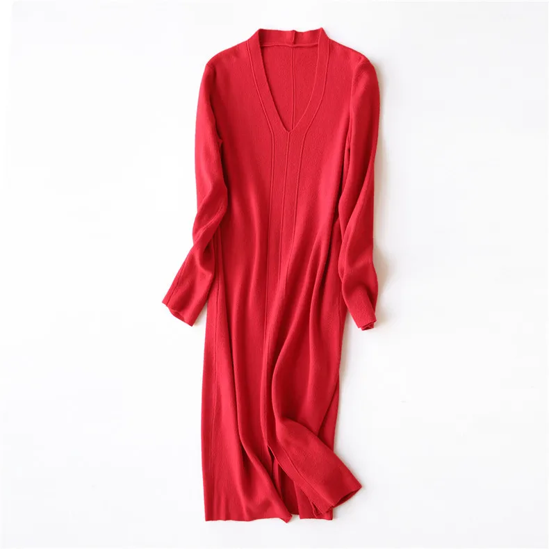 Шерхуре 2019 женский свитер вязаный длинный рукав v-образный вырез женские длинные