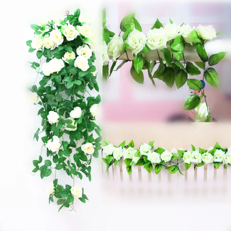 Гирлянда из 4 искусственных листьев цвета слоновой кости фута с зеленым оттенком