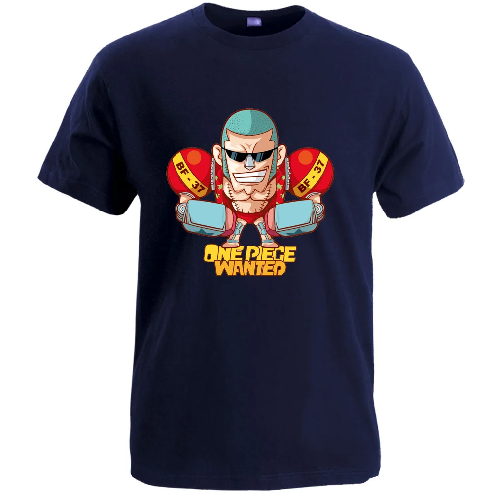 

One Piece Wanted Japanese Anime Franky Cotton T Shirt Vintage Cool Ptint T Shirts Retro Funny Short Sleeve Top Men Rock Tshirt