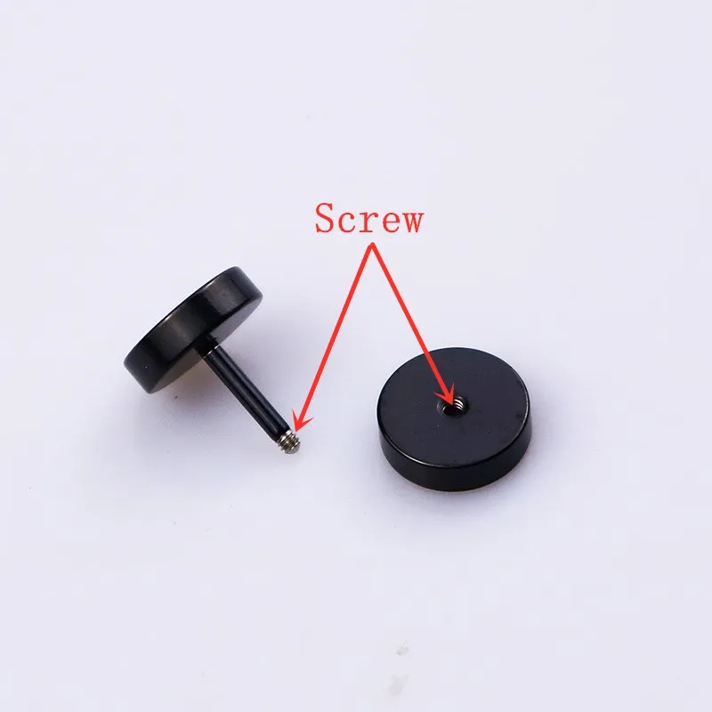 Черные серьги из нержавеющей стали в стиле панк 1 шт. двусторонние круглые