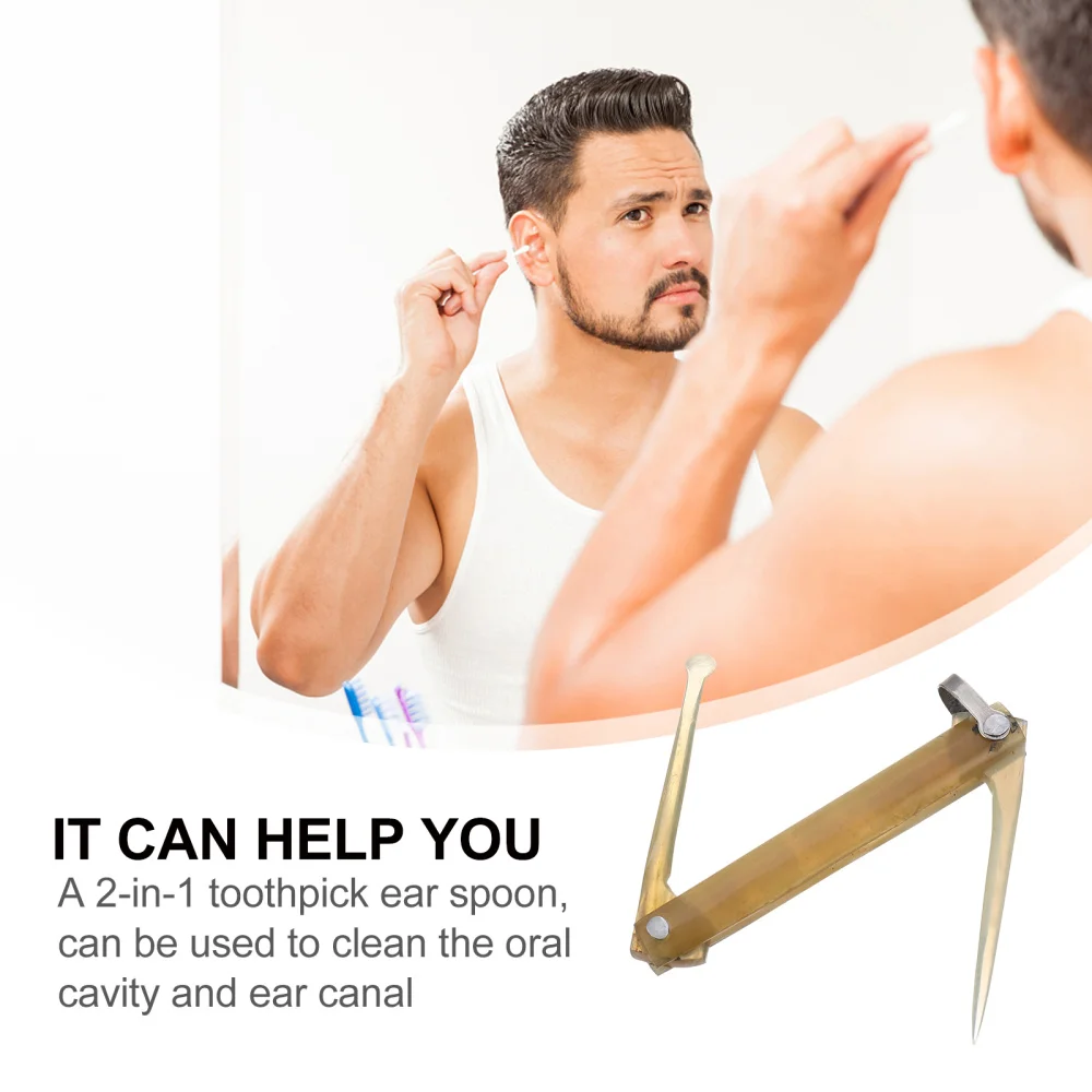 

1Pc 2-in-1 Toothpick Ear Pick Tooth Pick Ear Pick Cleaning Tool Keyring Pendant