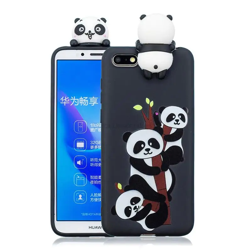 Милые Мультяшные чехлы для Huawei Y5 2018 3D панда единорог конфеты силиконовый чехол
